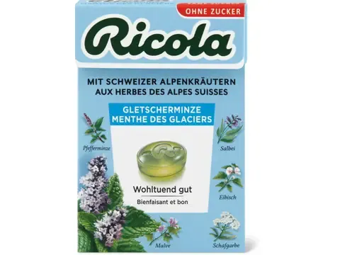 Ricola · Bonbons · Menthe des glaciers, Sans sucre ajouté 50g