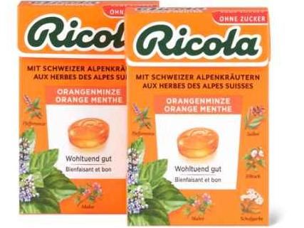 Ricola · Bonbons · Orange menthe, Sans sucre ajouté 1x 50g