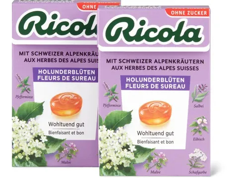 Ricola · Bonbons · Fleurs de sureau, Sans sucre ajouté 1x50g