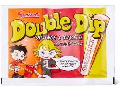 Swizzels · Poudre pétillante Double Dip · Orange et cerise 20g