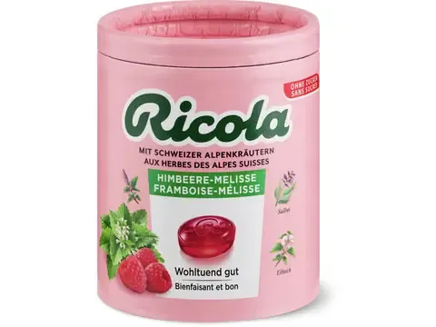 Ricola · framboise-mélisse · Sans sucre ajouté 100g