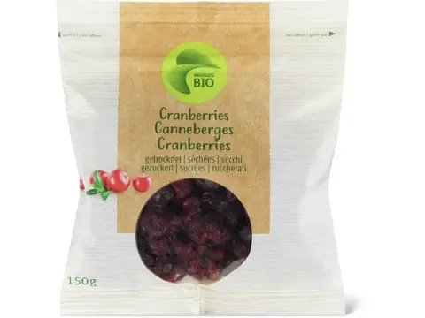 Canneberges · Bio, séchées et sucrées 150g