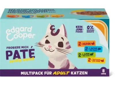 Edgard &amp; Cooper Adult · Emballage multiple Pâtées · Poulet, saumon, agneau, dinde 8 x 85 g