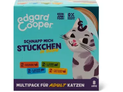 Edgard &amp; Cooper · Emballage multiple de morceaux en sauce · Poulet, saumon, agneau, dinde 8 x 85g