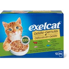 Exelcat · Délices en gelée · au bœuf, au poulet, au saumon et au thon 24x85g