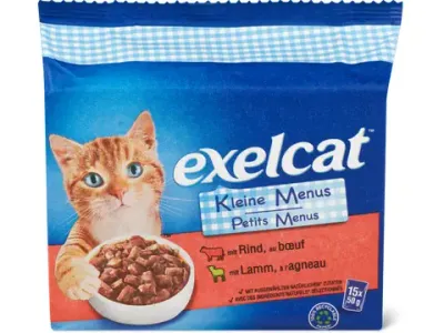 Exelcat · Petits Menus · au bœuf et à l’agneau 15 x 50g