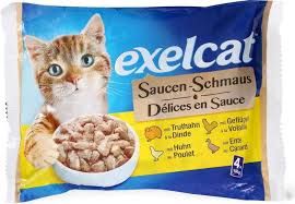 Exelcat · Délices en sauce · au poulet et à la dinde 4 x 85g