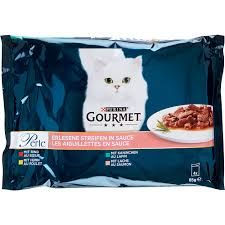 Gourmet Perle · Les aiguillettes en sauce · à la dinde, au canard, à l’agneau et au thon 4 x 85g
