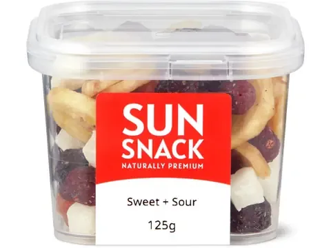 Sun Snack · Mélange de fruits secs · Sweet + Sour 125g