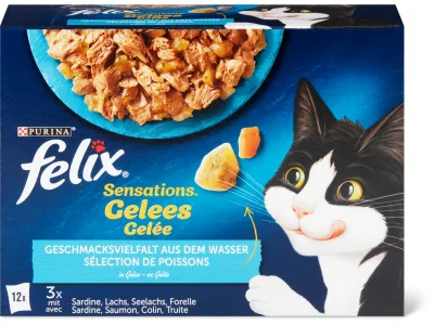 Felix Sensations · Gelées · Sardine, saumon, colin, truite 12 x 85 g