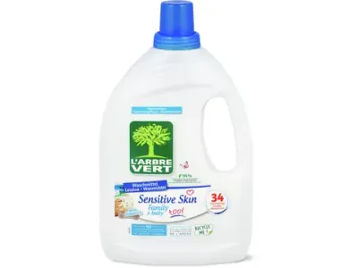 L'Arbre Vert · Lessive liquide · Sensitive, 34 lavages 1.53l