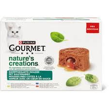 Gourmet Nature's Creations · Mousse avec cœur en sauce · riche en poisson de l’océan, en poulet, en cabillaud et en bœuf 12 x 85g