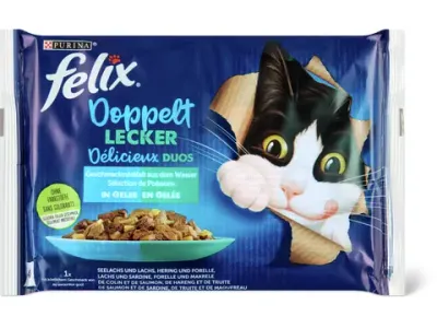 Felix Sensations · Poisson · Doublement délicieux en gelée 4 x 85 g