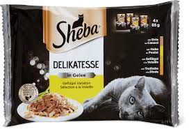Sheba Delikatesse · Sélection à la volaille en gelée · canard, poulet, volaille, dinde 4 x 85g