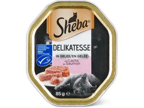 Sheba Delikatesse · Sélection à la volaille en gelée · canard, poulet, volaille, dinde 4 x 85g