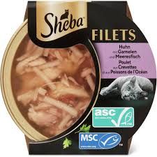 Sheba Filets · au poulet et au thon issu de la pêche durable 60g