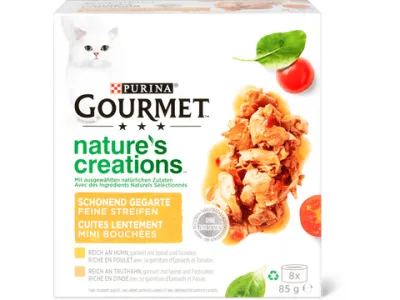 Gourmet Nature's Creations · Mini-bouchées · riche en poulet et en dinde 8x85g