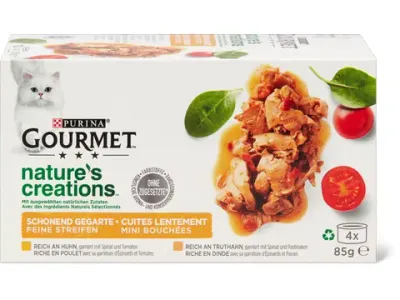 Gourmet Nature's Creations · Mini-bouchées · riche en poulet et en dinde 4 x 85g
