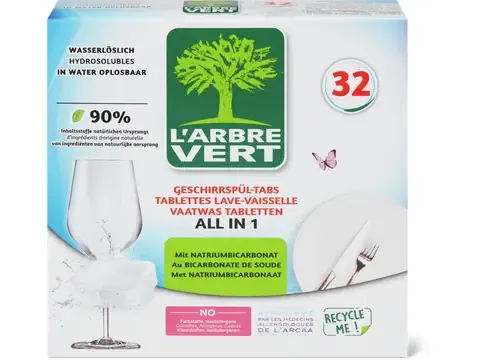 L'Arbre Vert · Tablettes lave-vaisselle 32pces