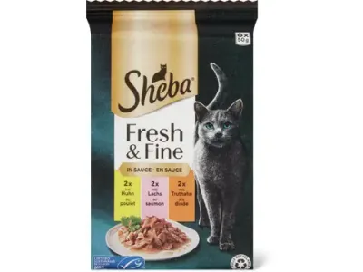 Sheba Fresh &amp; Fine · en sauce · au poulet et au saumon 6 x 50g