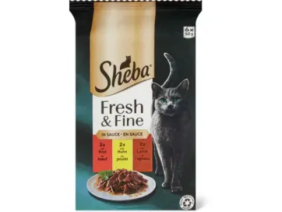 Sheba Fresh &amp; Fine · En sauce · au bœuf et au poulet 6 x 50g