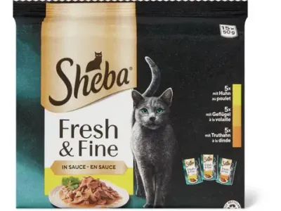 Sheba Fresh &amp; Fine · en sauce · au poulet, à la volaille et à la dinde 15 x 50g