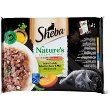 Sheba Nature's · en sauce · au poulet, à la dinde, au thon et au saumon 4 x 85 g
