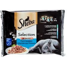 Sheba Selection in Sauce · Sélection aux poissons · Saumon, colin, poissons blancs, poissons de l’océan et cabillaud 4 x 85g