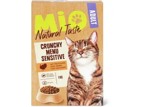 Mio · Natural Taste Adult Crunchy Menu Sensitive · avec dinde 1kg