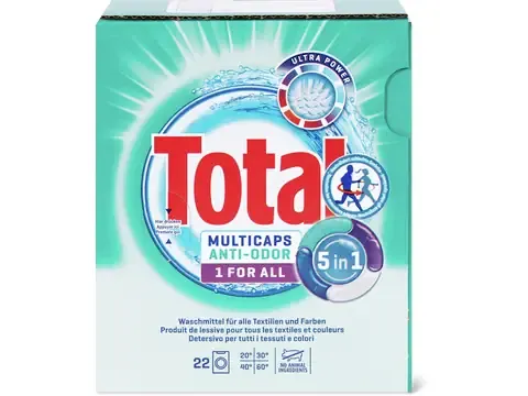 Total · Multicaps · 22 lavages, Anti Odor, 1 for all 22pces