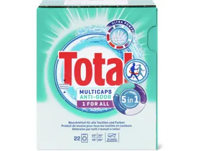 Total · Multicaps · 22 lavages, Anti Odor, 1 for all 22pces