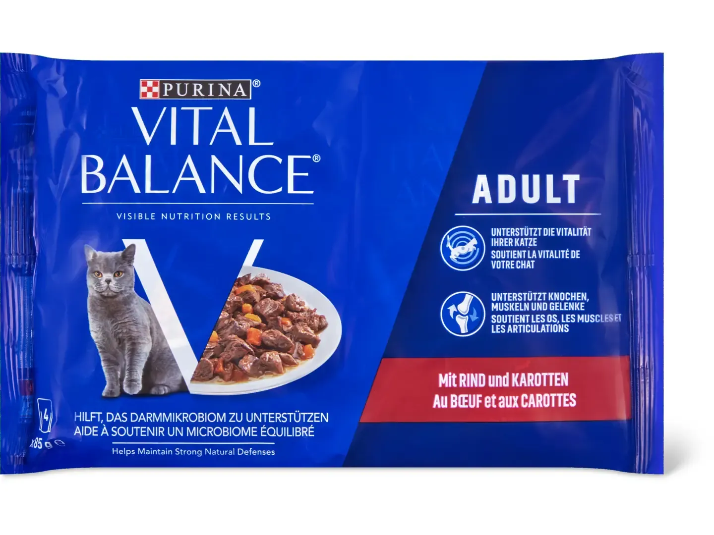 Vital Balance · Adult · au bœuf et aux carottes 4 x 85g