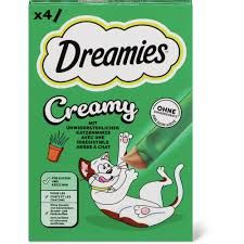 Dreamies Creamy · Herbe à chat 4 x 10 g