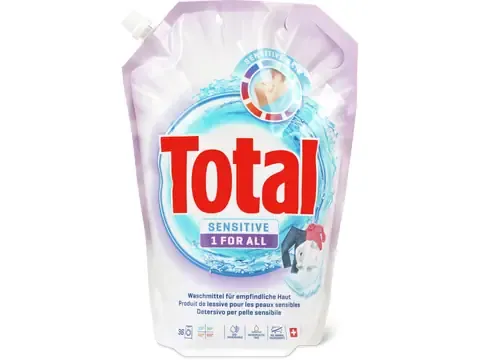 Total · Lessive liquide · 36 lavages, Sensitive 1 for all 2l