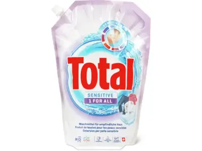 Total · Lessive liquide · 36 lavages, Sensitive 1 for all 2l