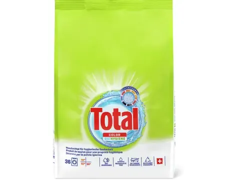 Total · Lessive en poudre · 36 cycles de lavage, Oxi Hygiene, Color 2.16kg