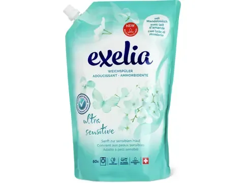 Exelia · Adoucissant liquide · Ultra Sensitive, 60 lavages, refill 1.5l
