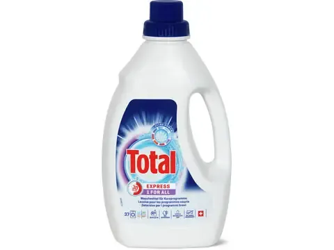 Total · Lessive liquide · Express 1 for all, 37 lavages 1.5l