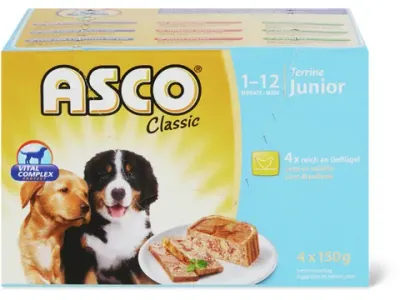 Asco · Terrine Junior · riche en poulet et en dinde 4 x 150g