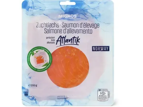 Saumon de l'Atlantique d'élevage · fumé, prétranché 200g