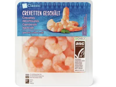 Crevettes · décortiquées, cuites 100g