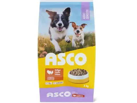Asco · Croquettes Adult Sensitive · avec volaille et millet 4kg