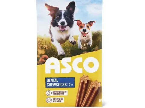 Asco · Snacks Dental Chewsticks · réduit la formation de tartre 180g