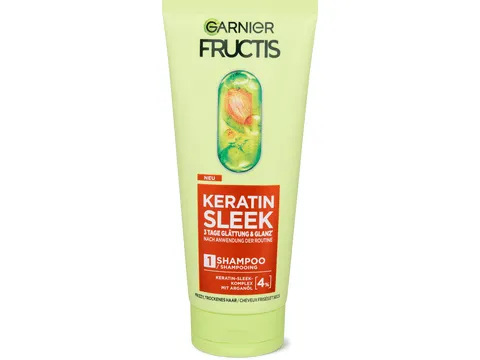 Fructis · Shampooing Keratin Sleek · cheveux frisés et secs 200ml