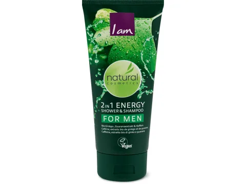 I am natural cosmetics · Douche 2 in 1 Energy Men · Ginkgo, extrait de guarana et caféine 200ml