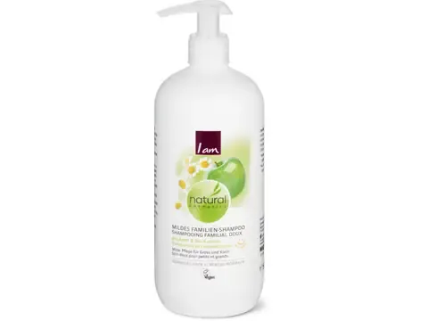 I am natural cosmetics · Shampooing familial doux · cheveux normaux 500ml