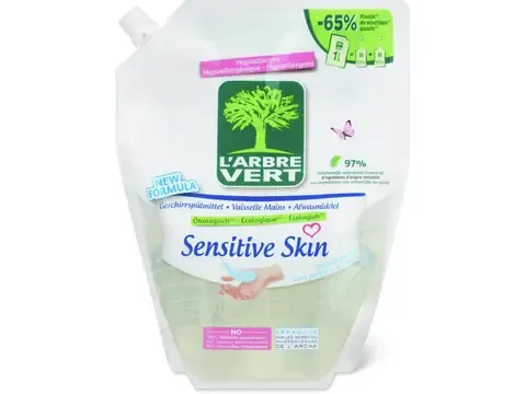 L'Arbre Vert · Liquide vaisselle · pour peaux sensibles 1l