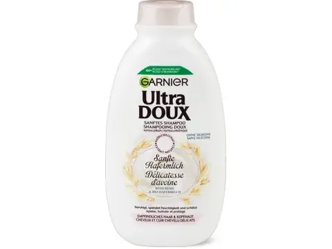 Garnier Ultra Doux · Shampooing doux au lait d’avoine · cheveux et cuir chevelu délicats 300 ml