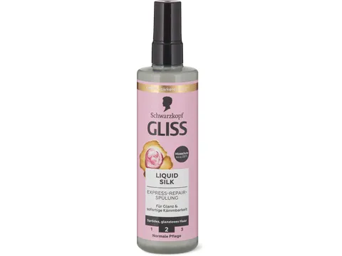 Gliss · Lait démêlant Express Liquid Silk · cheveux ternes et cassants 200 ml
