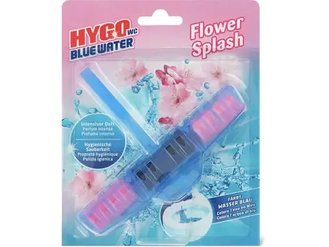 Hygo Blue Water · Boîtier à suspendre WC · Flower Splash 40g